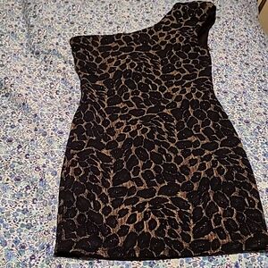 Limité women's single strap party dress black and gold leopard print size M